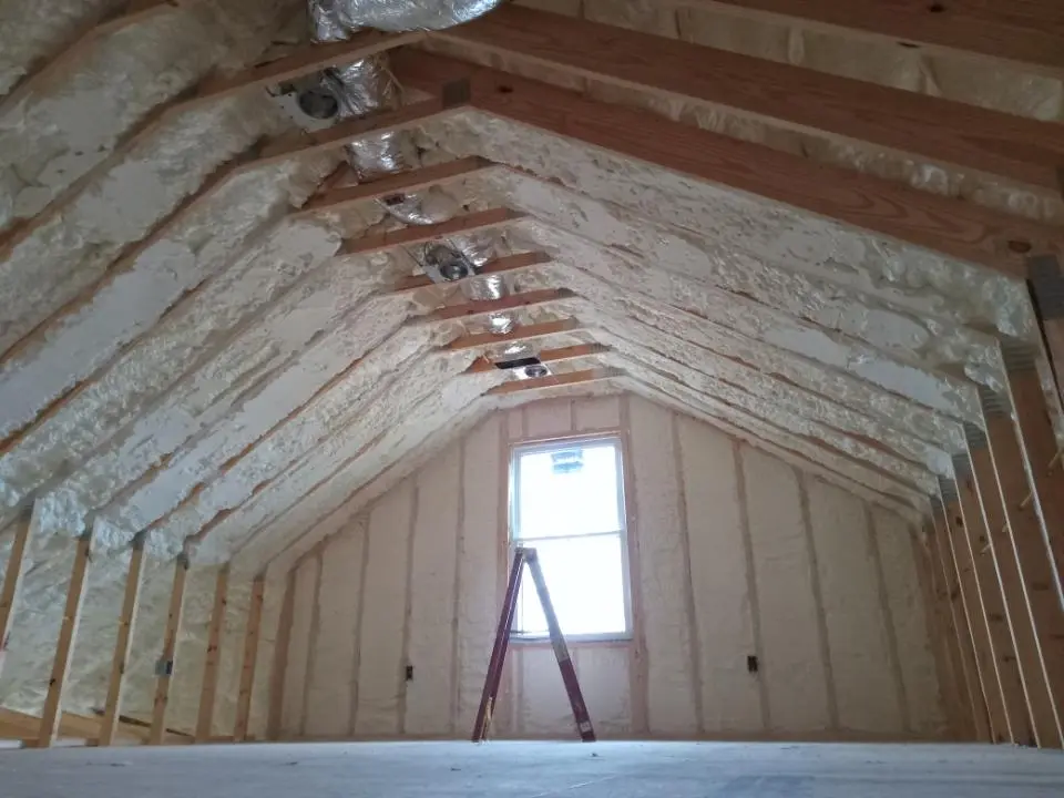 Spray foam roofing application for Crawl Space Insulation project in Rumson